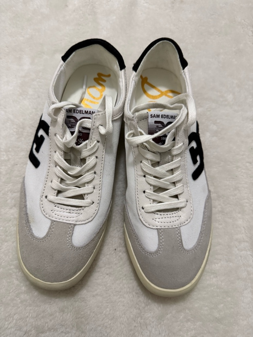 Sam Edelman Women’s White, Gray & Black Lace-Up Sneakers